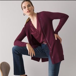 White House Black Market Long-Sleeve Studded Cardigan